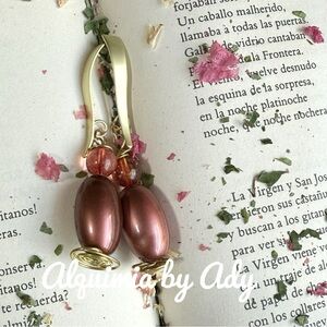 Alquimia Pink and Gold Vintage-Inspired Earrings tourmaline